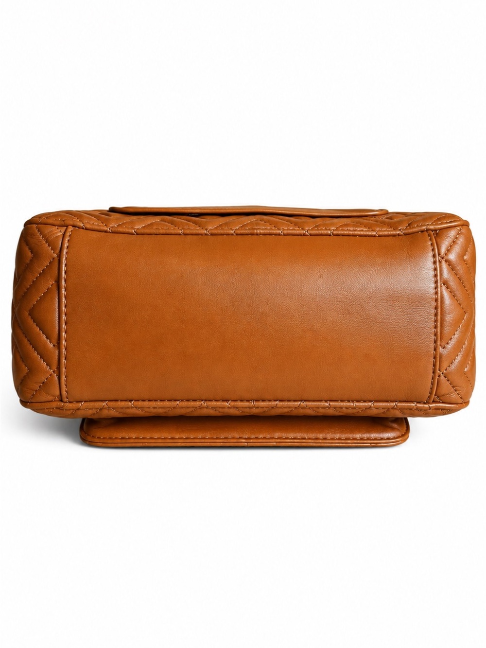Tory Burch Fleming Brown Leather Quilted Shoulder Bag Chain Strap Whipstitch - Picture 11 of 15